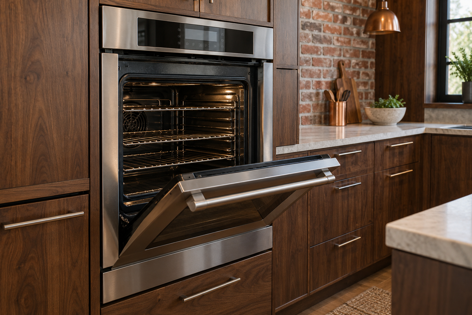 Illustrative Monogram oven in a residential kitchen — AI image for Wolf Repair Rye Brook