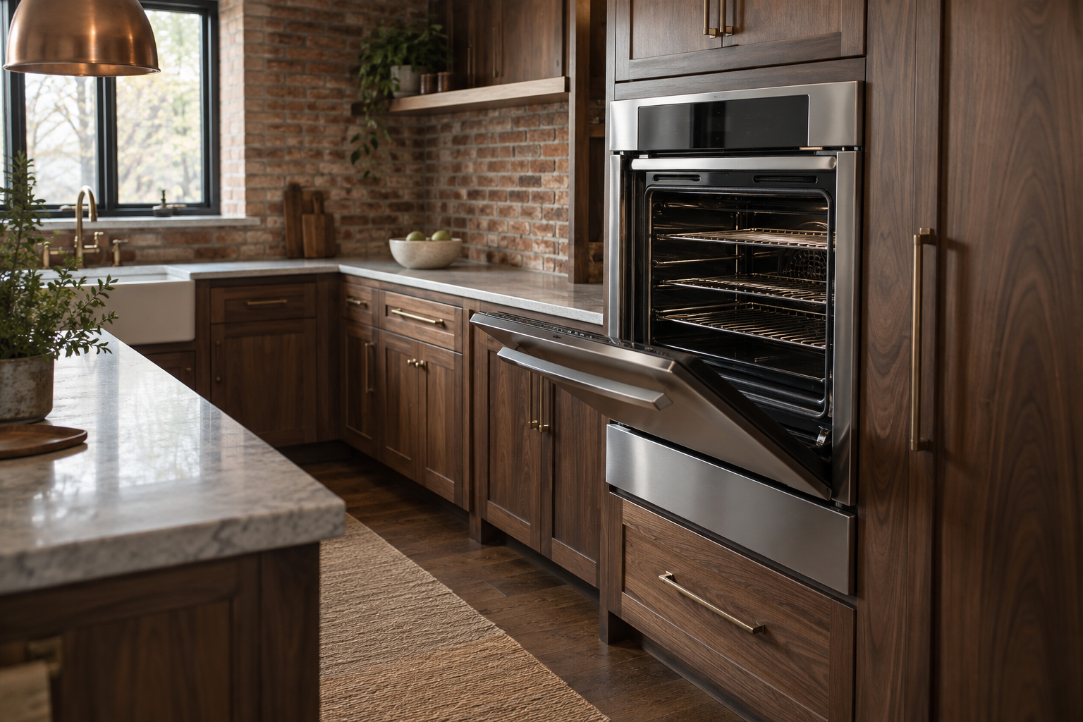 Illustrative Monogram oven in a residential kitchen — AI image for Wolf Repair Rye Brook