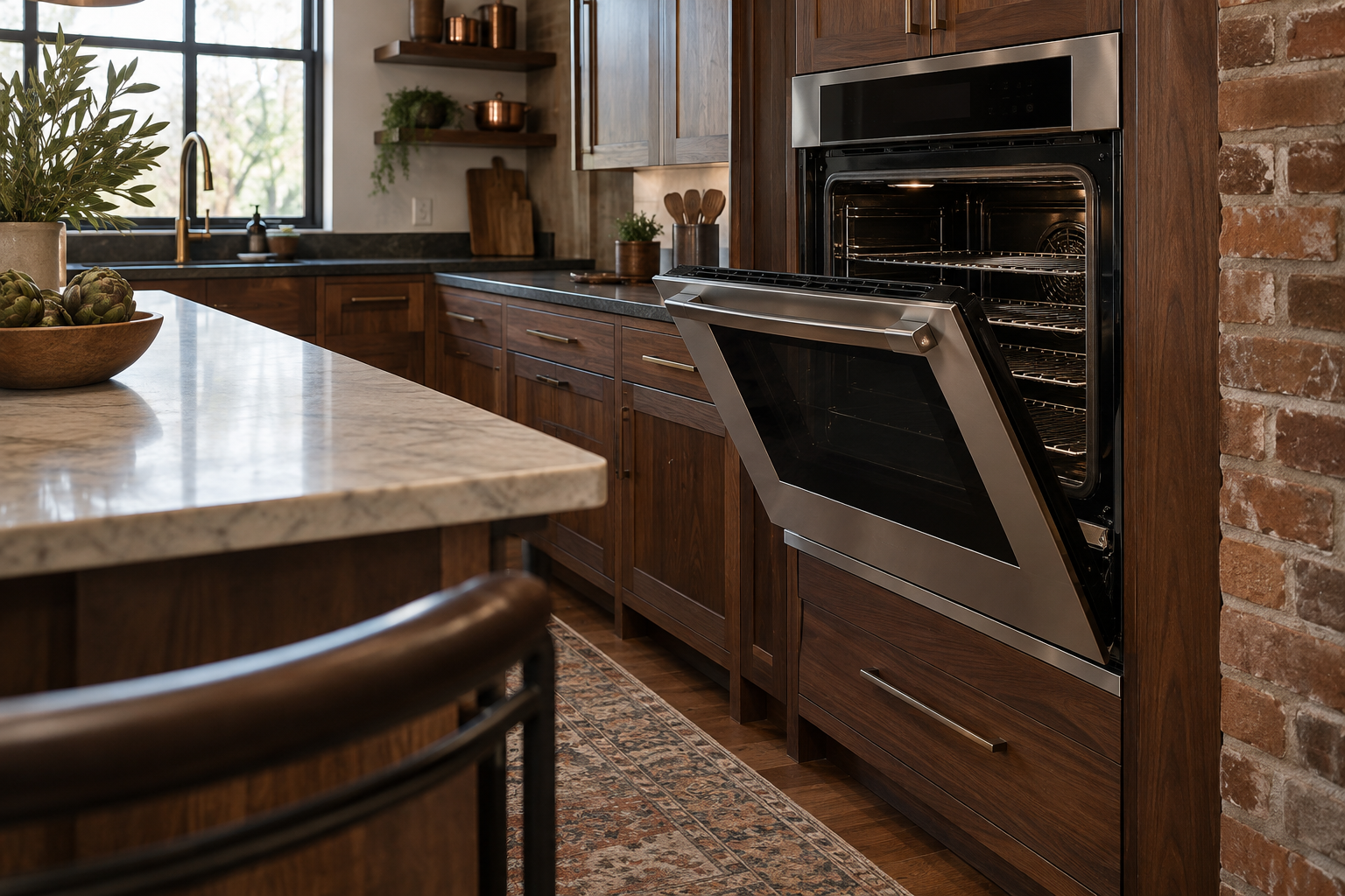 Illustrative Monogram oven in a residential kitchen — AI image for Wolf Repair Rye Brook